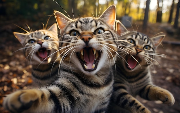 eine Katzen-Selfie mit seinen Freunden
