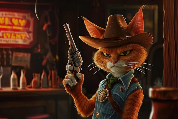 eine Katzen-Sheriff-Karikatur