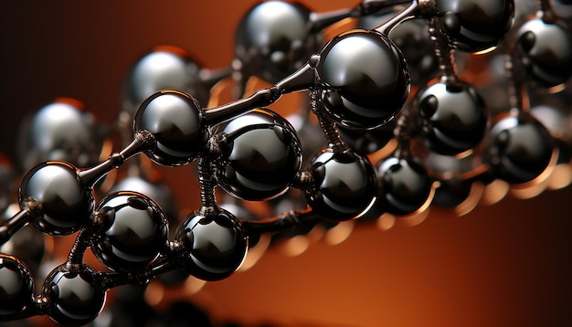 Eine Kette aus kostbaren schwarzen Perlen, hundertprozentig in allen Graden versetzt