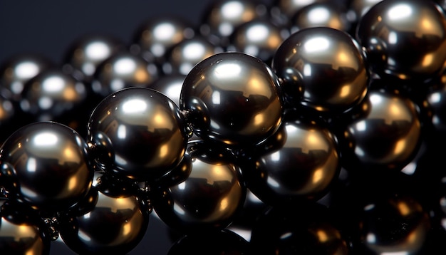 Eine Kette aus kostbaren schwarzen Perlen, hundertprozentig in allen Graden versetzt