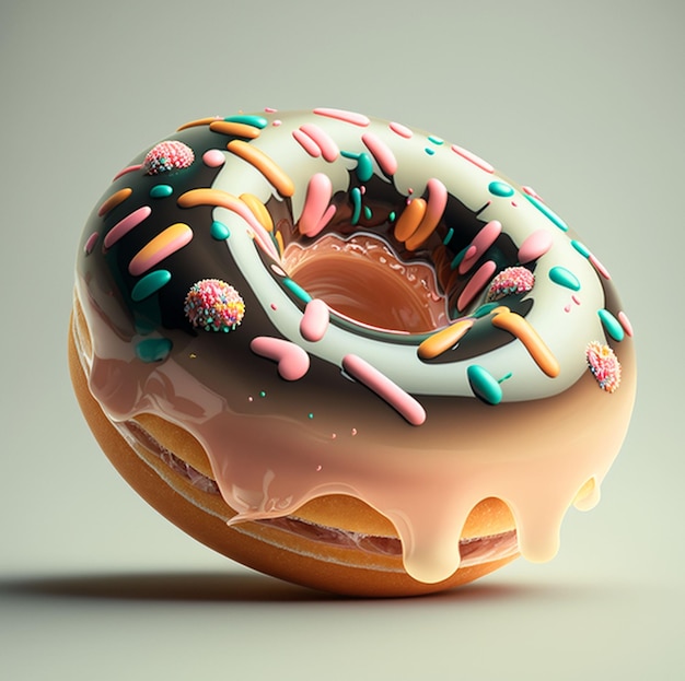 Eine KI-generierte Illustration eines glasierten Donuts mit Streuseln und Zuckerguss