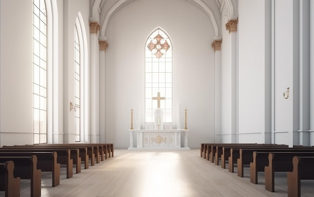 Eine Kirche mit einem Kreuz in der Mitte