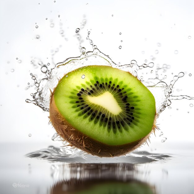 Eine Kiwi wird mit Wasser bespritzt.