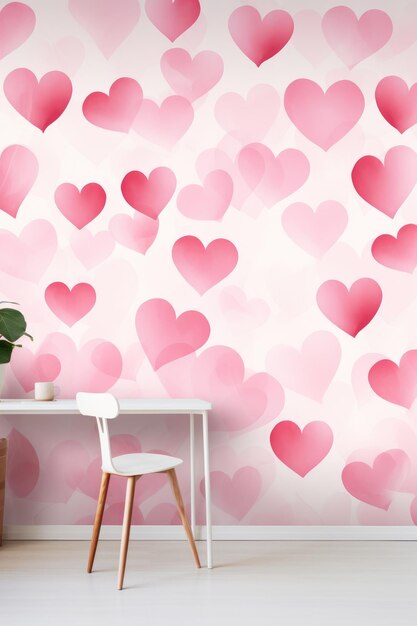 Foto eine klassische valentinstag-tapete in rosa farbtönen mit abstrakten minimalistischen herzen, eine von ki generierte illustration