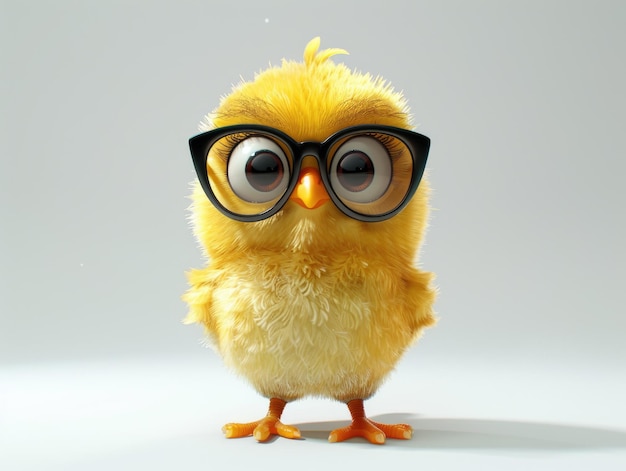 Eine kleine Ente mit gelber Brille