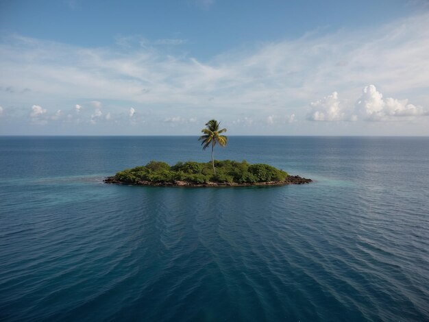 Foto eine kleine insel, die mitten im ozean schwimmt