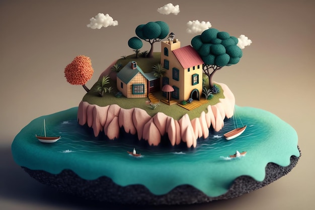 Eine kleine Insel mit einem Haus darauf