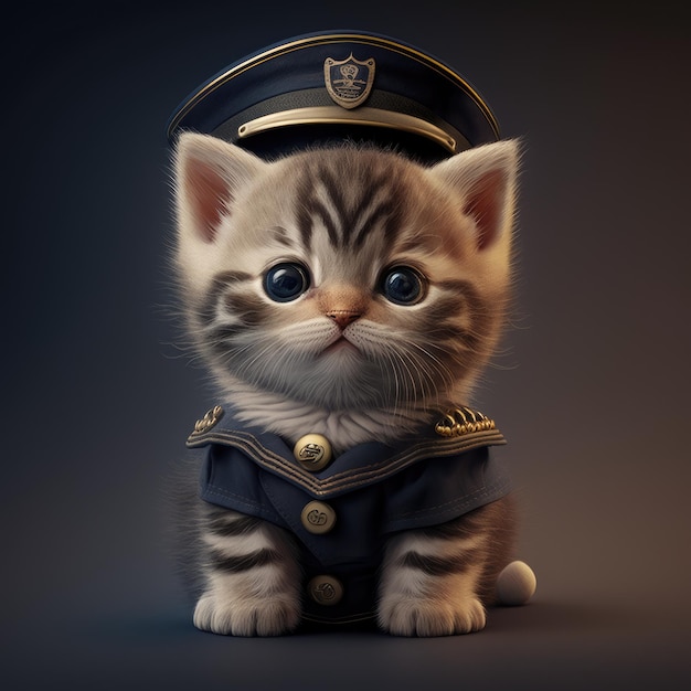 Eine kleine Katze mit einem Hut, auf dem „Air Force“ steht