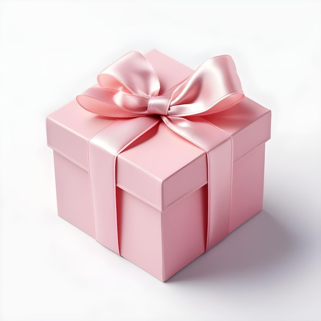 Eine kleine rosa Geschenkbox mit einer rosa Schleife darauf.