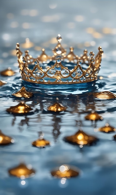 Foto eine königliche krone umgeben von wasser