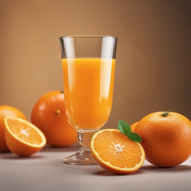 Eine köstliche Orangensaftglasfotografie