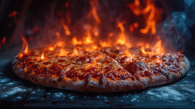 Eine köstliche Pizza entstand aus einem Holzofen