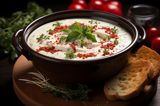 Foto eine köstliche tomatensuppe in einer schüssel winternahrung und eine gesunde proteinsuppe