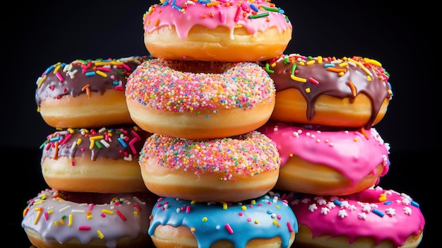 Eine Kollektion von Donuts mit Fruchtgeschmack in verschiedenen Farben, die eine fruchtige Augenweide darstellen