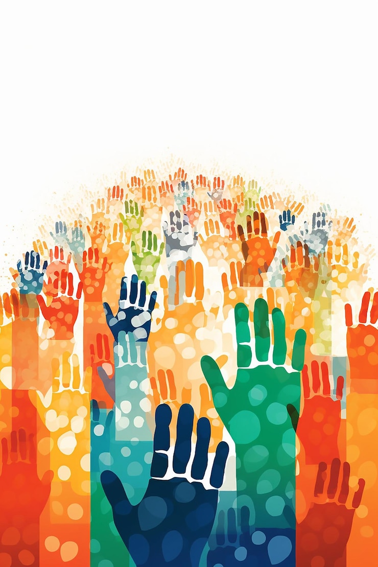 Foto eine konzeptionelle illustration für den indischen republiktag mit einem mosaik aus handabdrücken in den farben
