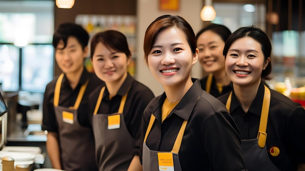 Eine koreanische junge weibliche McDonalds-Crew