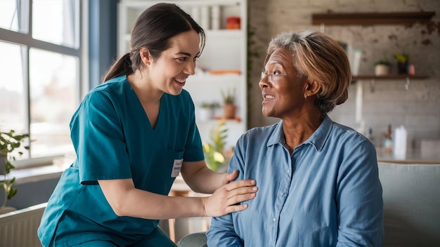 eine Krankenschwester spricht mit einem Patienten in einem Raum mit einer Krankenpflegerin