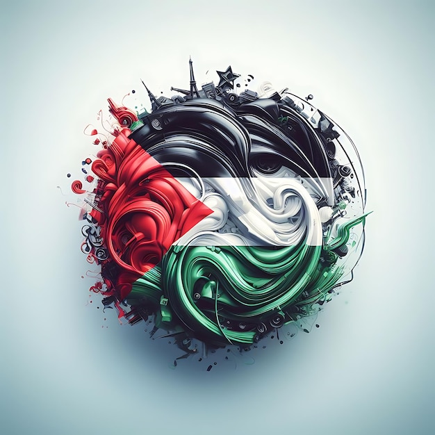 Eine kreative und visuell anschauliche Darstellung der Palästina-Flagge