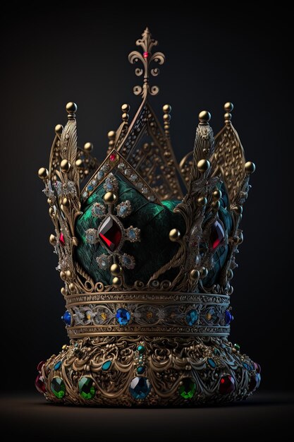Foto eine krone mit einer krone und edelsteinen darauf