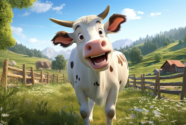 eine Kuh mit einem glücklichen Gesichtsausdruck