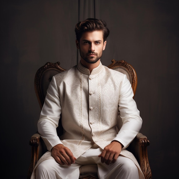 Eine Kurta Sherwani im pakistanischen Männermodus