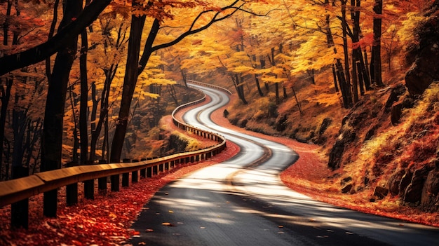 Eine kurvenreiche Straße durch die Wüste Eine bezaubernde Straße im Herbst