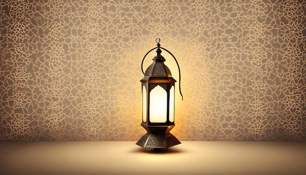 eine Lampe, die auf einem Tisch mit einem Tapetenhintergrund steht