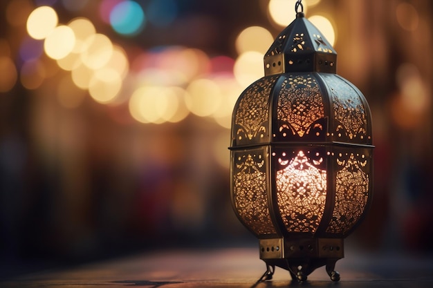 Eine Lampe mit dem Wort Ramadan darauf generatives ai