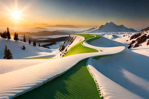 Eine Landschaft aus schneebedeckten Bergen