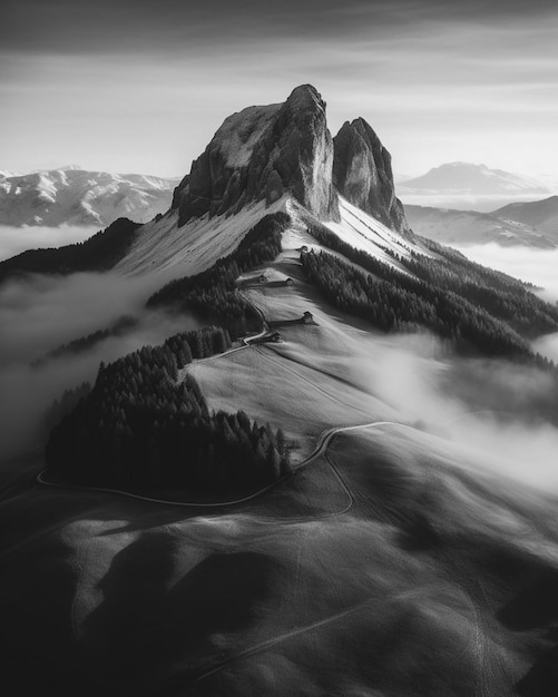 Eine Landschaft in Weiß und Schwarz