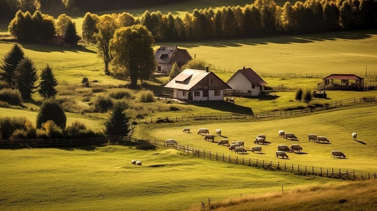 Foto eine landschaft mit himmel und land