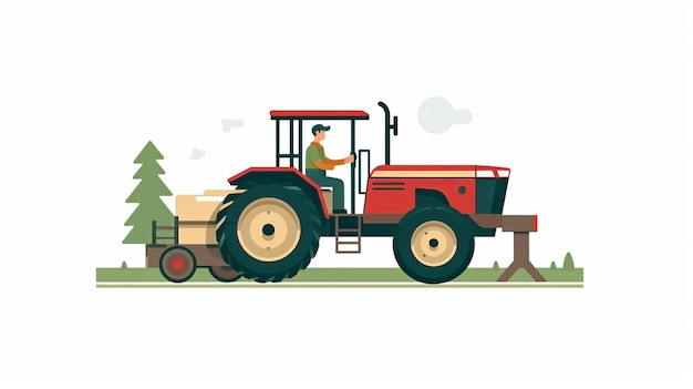 Eine landwirtschaftliche Illustration eines Landwirts, der einen Traktor mit generativer KI nutzt