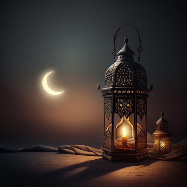 Eine Laterne mit dem Wort Ramadan darauf