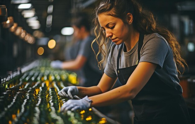 Foto eine latina arbeitet in einer kleinen fabrik und füllt mit einer industriellen maschine flaschen mit olivenöl