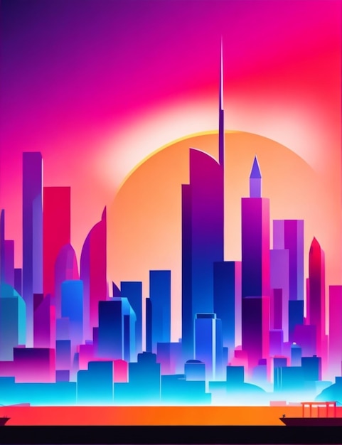 Eine lebendige abstrakte Vektorillustration der Skyline einer Stadt