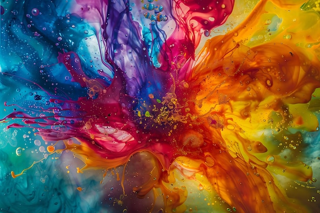 Eine lebendige Leinwand, auf der flüssige Freude in ein Kaleidoskop von Farben ausbricht, das ein unendliches Reich abstrakter Kreativität schafft.