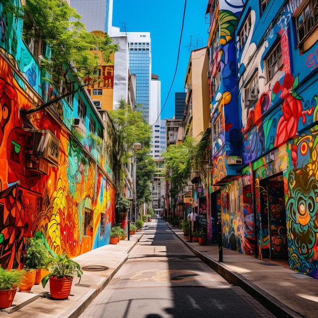 Eine lebendige und geschäftige Straße in Sao Paulo