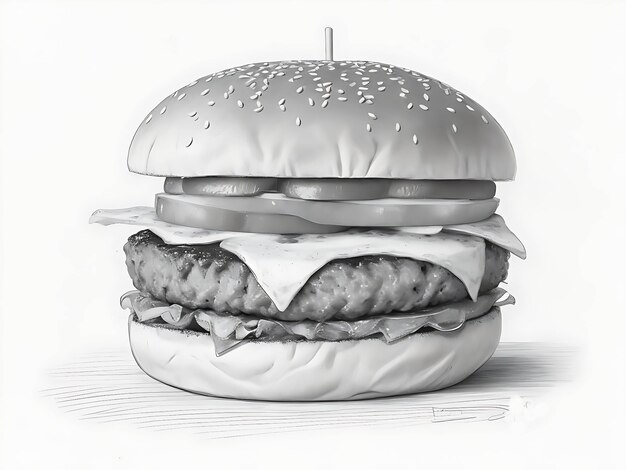 Eine leckere Hamburger-Food-Handskizze-Kunstillustration