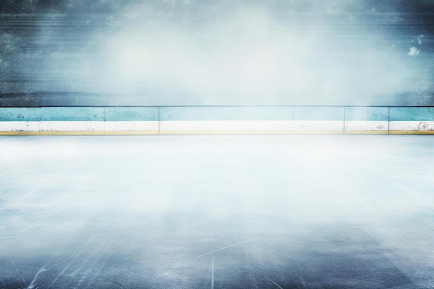 Foto eine leere eisbahn, aus der rauch aufsteigt