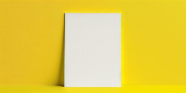 Eine leere weiße Leinwand auf gelbem Hintergrund