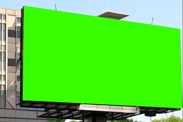 Eine leere Werbetafel mit einem grünen Bildschirm davor