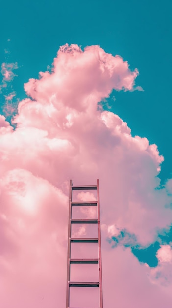 Foto eine leiter, die zu den wolken reicht