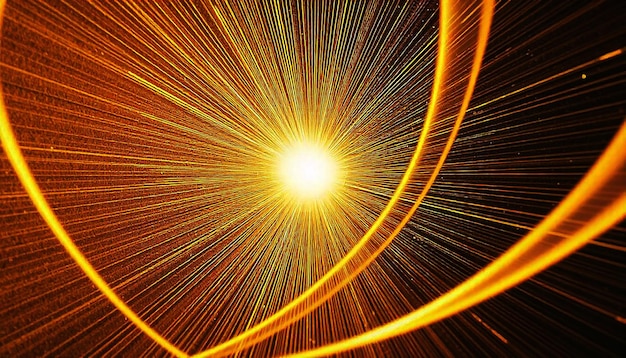 eine leuchtende gelbe Sonne scheint durch einen Lichtkreis
