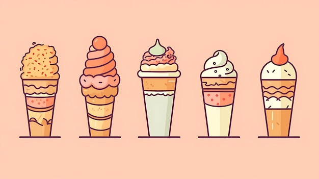 Eine leuchtende Illustration von Ice Cream Cones Ai Generative