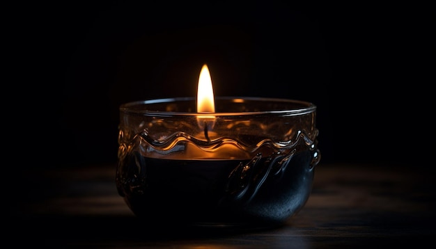 Eine leuchtende Kerze erhellt die dunkle Nacht mit von KI erzeugter Spiritualität