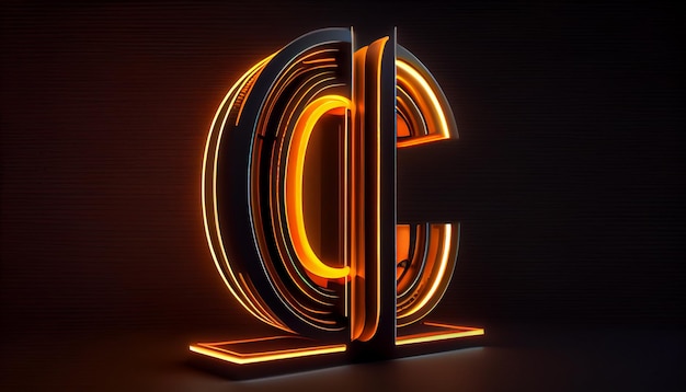 Eine Leuchtreklame mit der Aufschrift „c“.