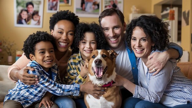 Foto eine liebenswerte, glückliche familie zusammen