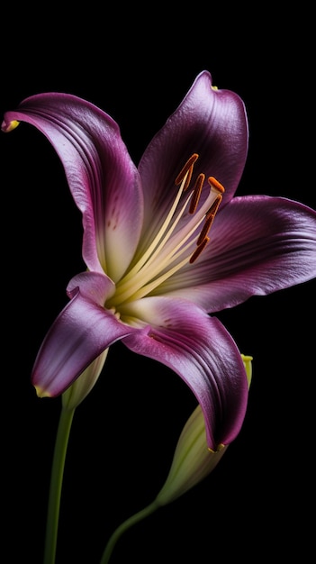 Eine lila Blume mit dem Wort Lilie darauf