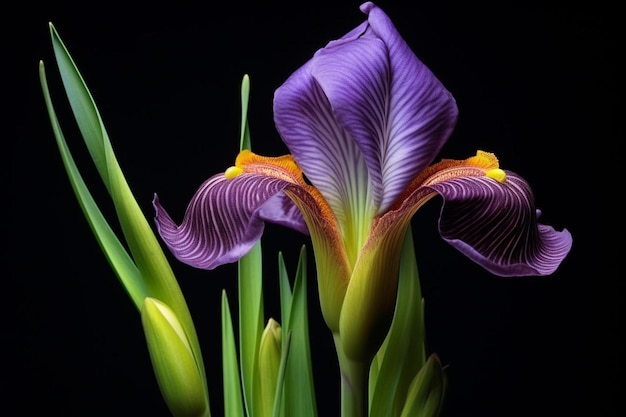eine lila-gelbe Iris mit dem Namen „ darauf.