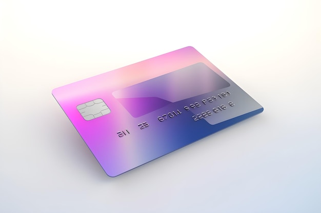 Eine lila-rosa Kreditkarte mit einem lila Hintergrund mit Farbverlauf.
